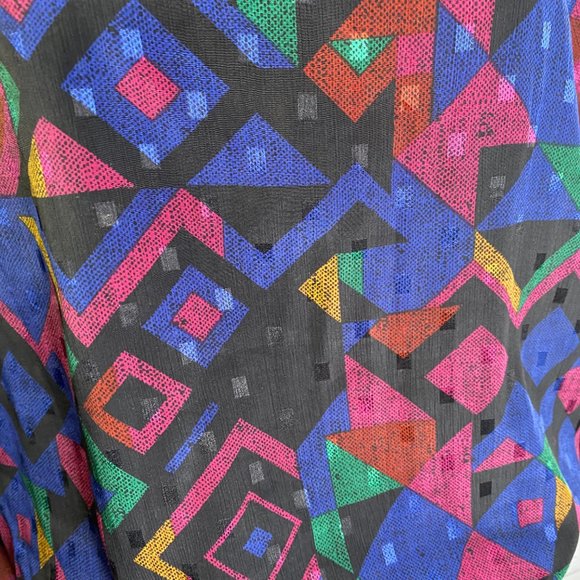 Vintage Geo Artsy MOD Mock Neck Blouse - Picture 4 of 8